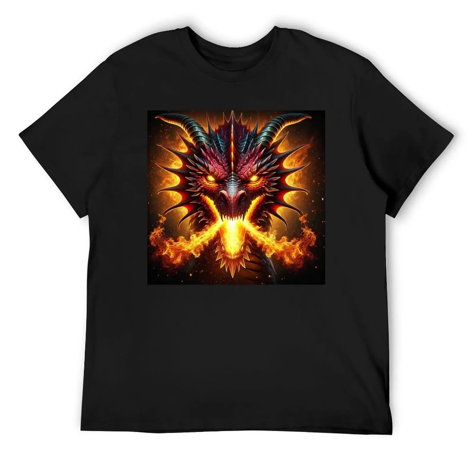 

Fire Breathing Dragon T-Shirt vintage street wear blue lock plain mens graphic t-shirts big and tall