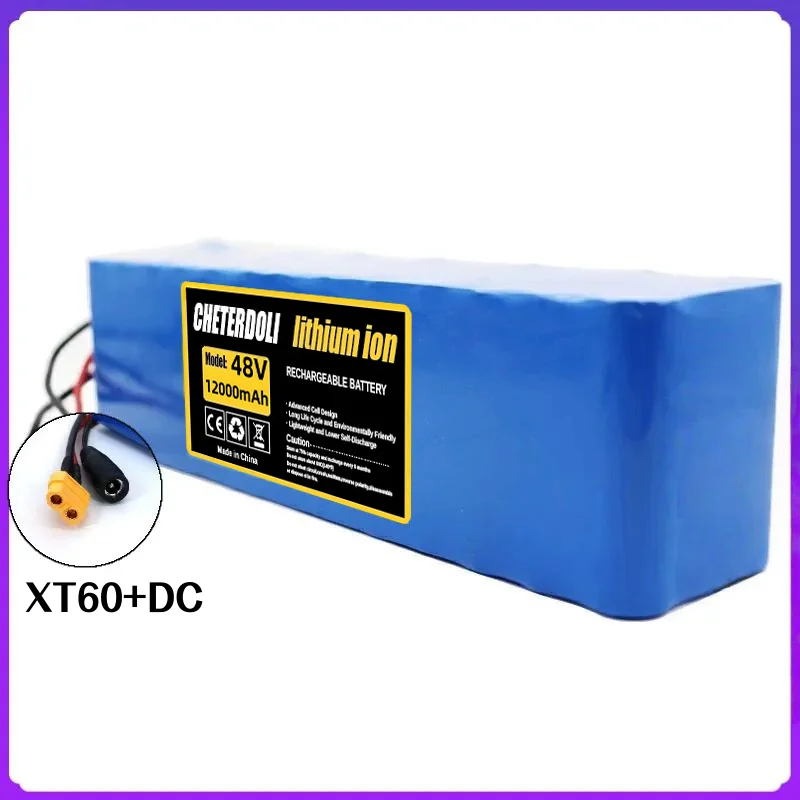 48V 350~700W Motors Suitable Lithium Ion Battery Pack: New 48V 12Ah 13S3P 18650 with BMS & 54.6V Charger