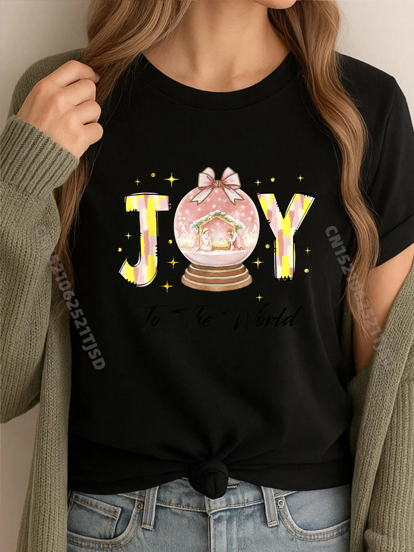 

Joy To The World Christmas Christian Nativity Scene Graphic Shirts Oversized T Shirt