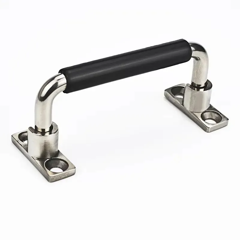 Folding Movable Handle Stainless Steel Casting Handle with Black Rubber Sleeve Industrial Cabinet Door Rust-free Handle