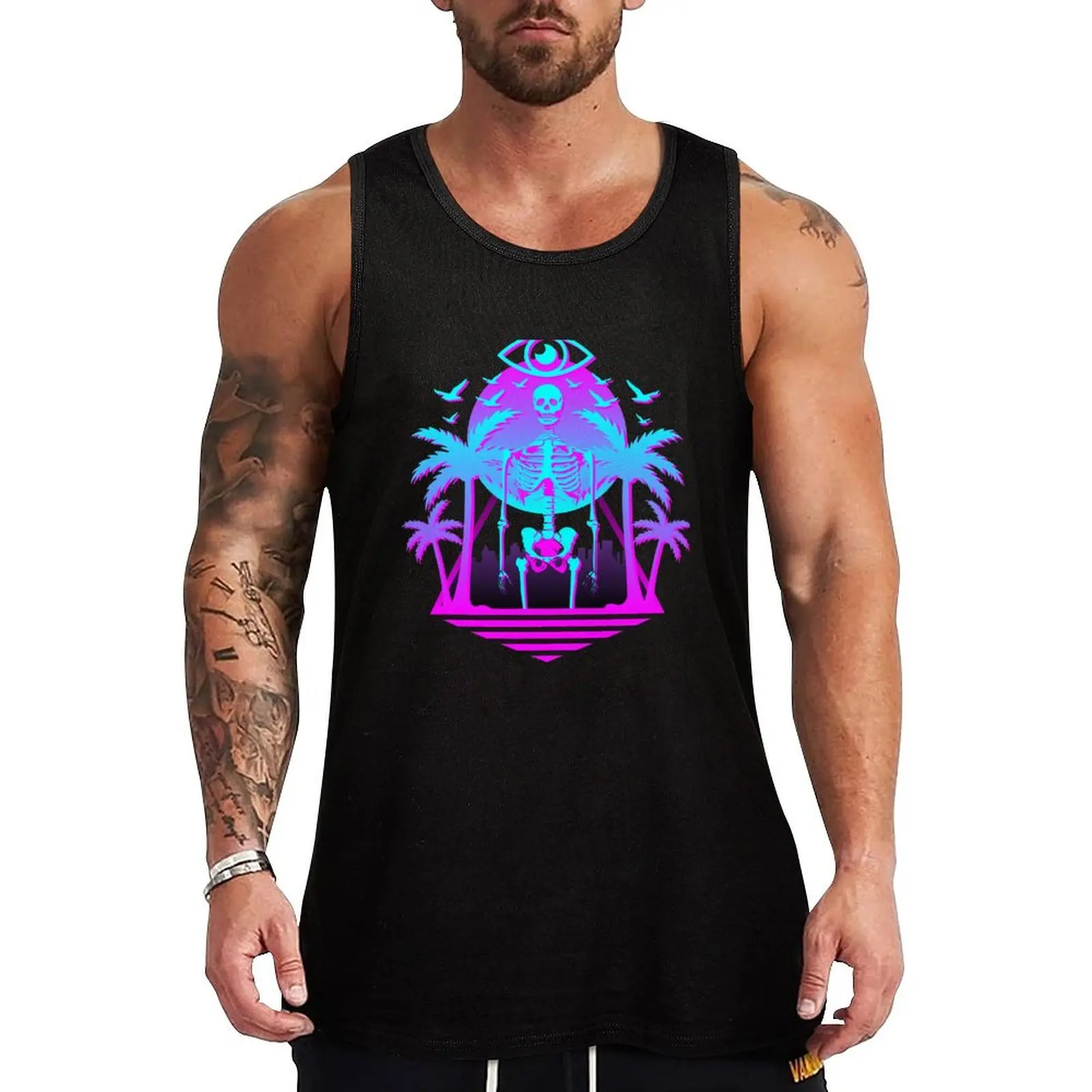 Radical Retro 80's Skeleton Tank Top mens designer clothes sleeveless man shirts sleeveless jackets gym shirt men