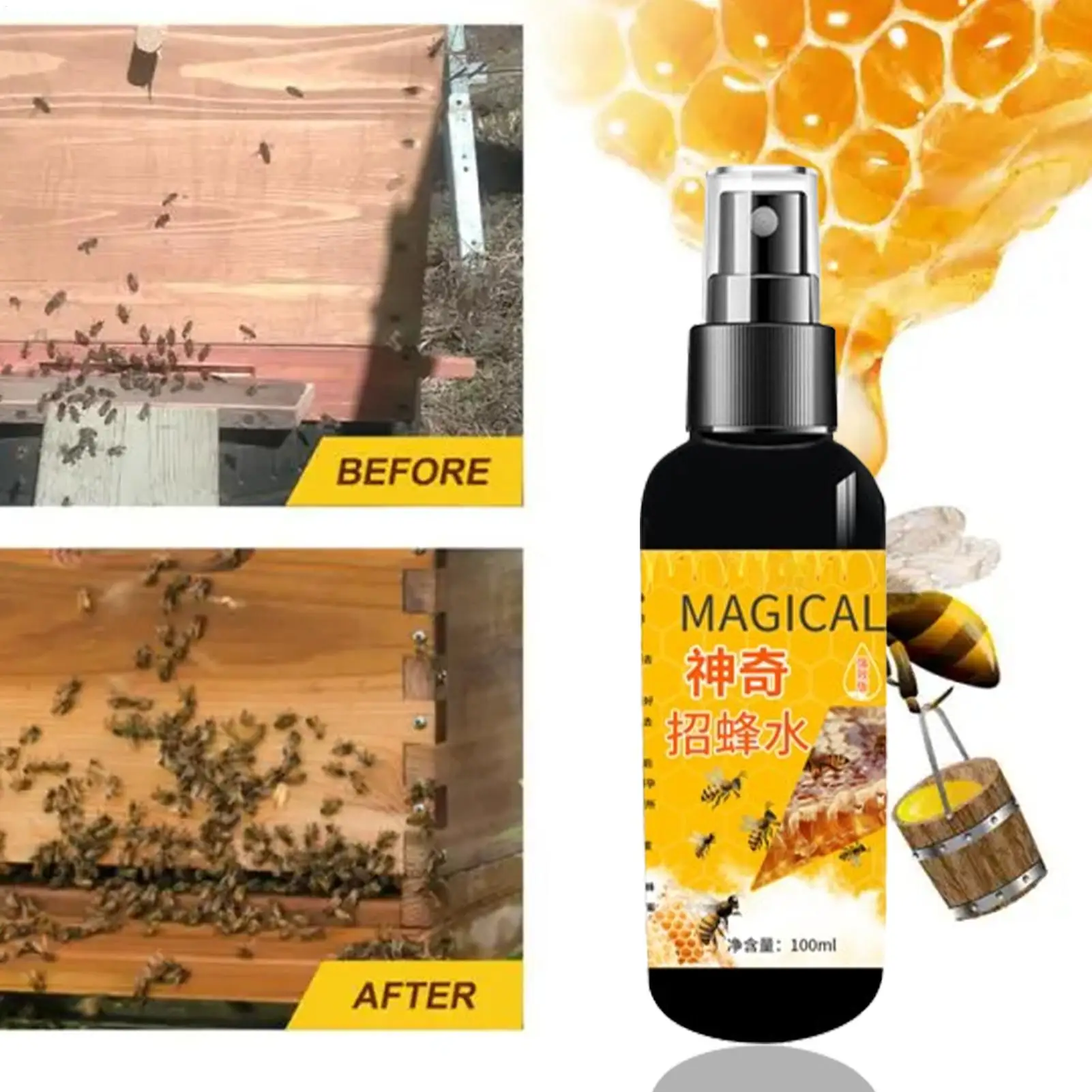 Bee Attractant Spray 100ml Swarm Commander Premium Hive Beekeeping Catching Bee Lure Bait Honey Collection Pollen Trap Attract