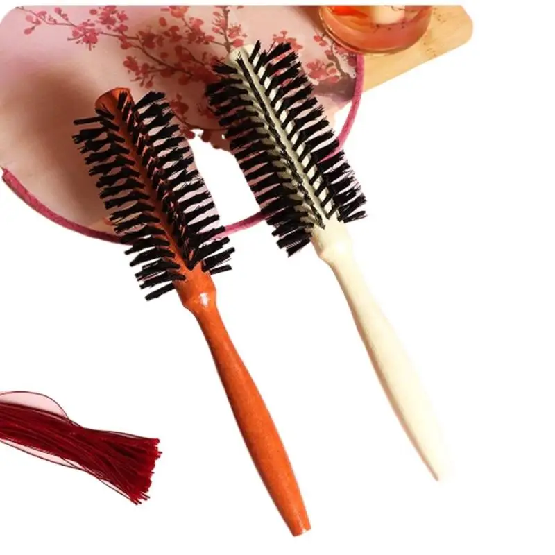 전문가용 특수 나무 컬링 빗 헤어 살롱 롤 빗 여성 및 남성용 미용 도구 원형 실린더 브러쉬