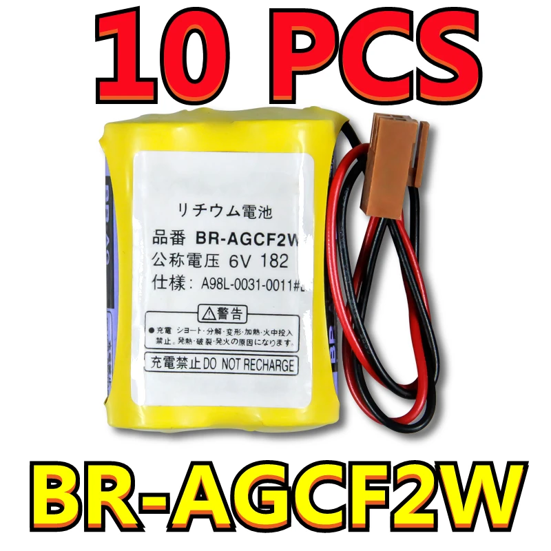

10PCS Original NEW Battery BR-AGCF2W Lithium 6V PLC Batteries With FANAC Brown Belt Hook Plug