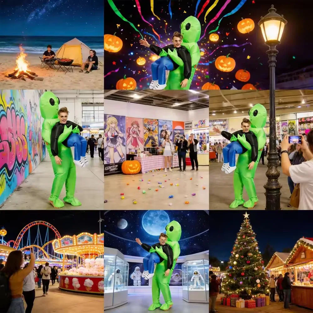 ET-Aliens Inflatable Costume Scary Monster Cosplay For Adult Kids Thanksgiving Christmas Party Festival Stage Children Clothing