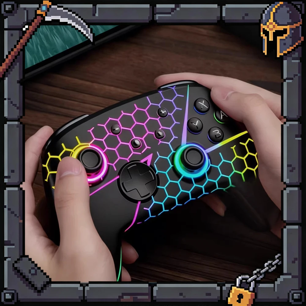 

FUNLAB YS11 Game Handle Hall Rocker Flowing Light Pattern Model Esports Handle Firefly EX RGB Chip Double Back Key Design Gifts
