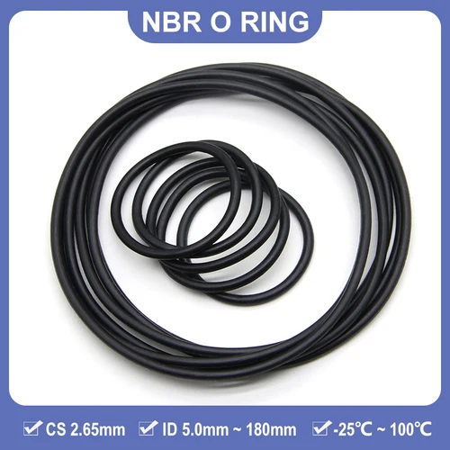 Junta tórica NBR CS 2,65mm ID 5mm ~ 150mm espaciador de goma de nitrilo butadieno negro arandela resistente al aceite sellado redondo 10/50 Uds