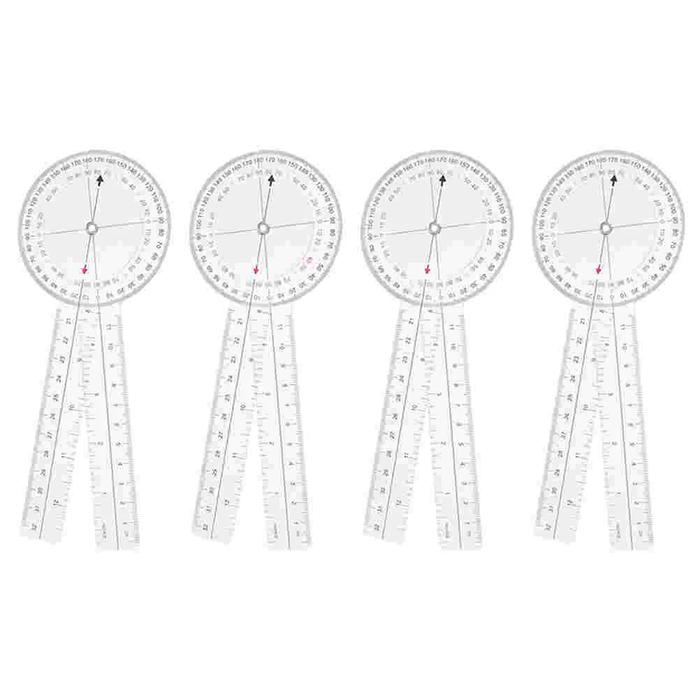 4 Pcs Professional Goniometer Angle Ruler Plastic Tool Square Geometry Circle Protractor