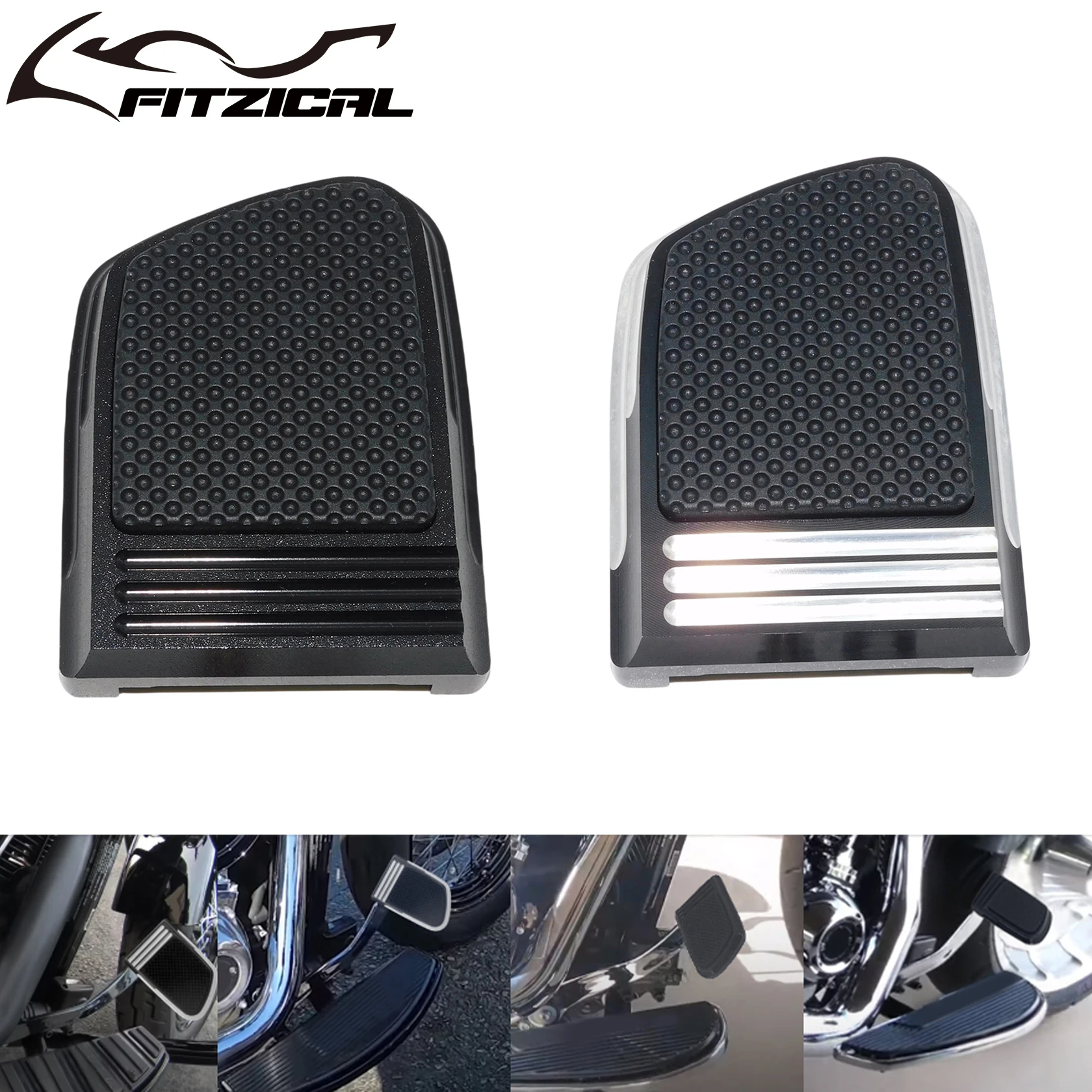 Motorcycle Black Chrome Footpeg Small Brake Pedal Pad Cover CNC For Harley Softail FLSB Breakout FXBR FXBRS 2018 2019 2020