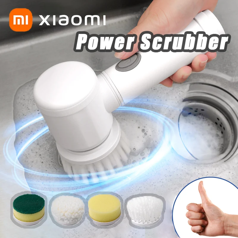 Xiaomi MIJIA Electric Spin Scrubber Bathroom Cleaning Brush Power Scrubber 5 Replaceable Brush Heads Electric Cleaning Brush New