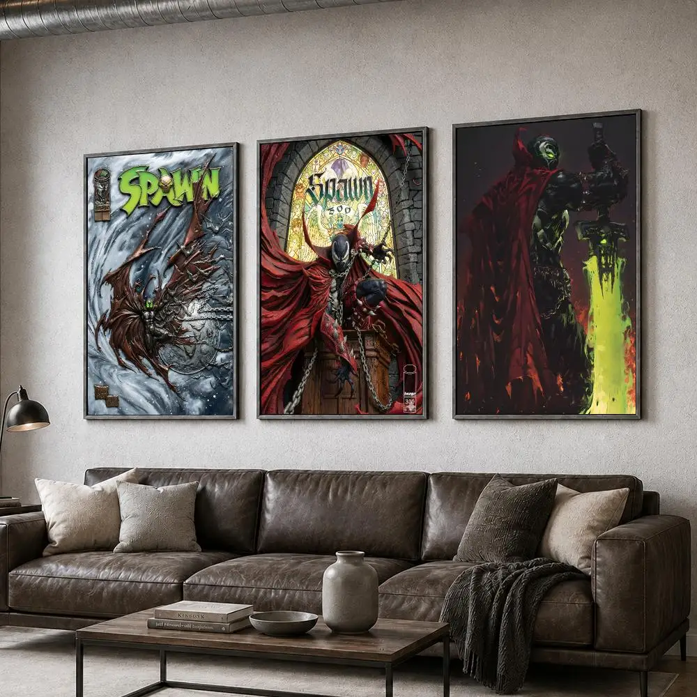 Spawn Dark Superhero Comic Gothic Aesthetic Art Poster  PP Self Adhesive Home Garage Dorm Bar Wall Decor Aesthetic Retro Gift