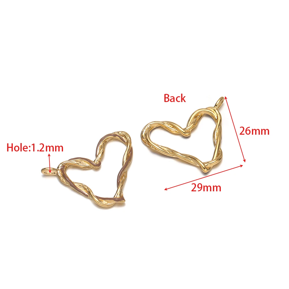 4 Stück Edelstahl-Draht-Wickel-Emaille-Herzanhänger für DIY-Modeschmuck, Halskettenanhänger, Zubehör für Mädchen-Ohrringe – Detail 1