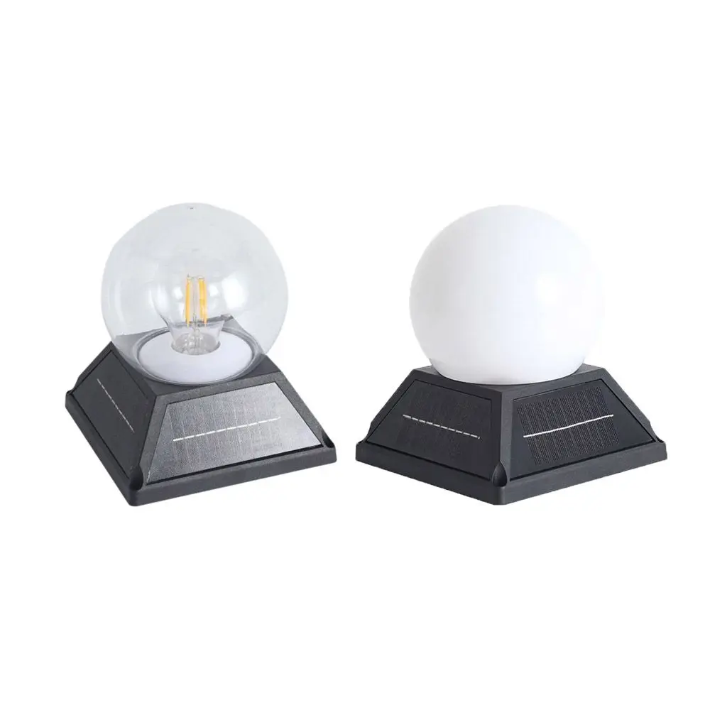 Round Ball Solar Post Light Remote Control Timer Solar Lamp Modern Minimalist 2400mAh Battery Solar Pillar Lamp Patio