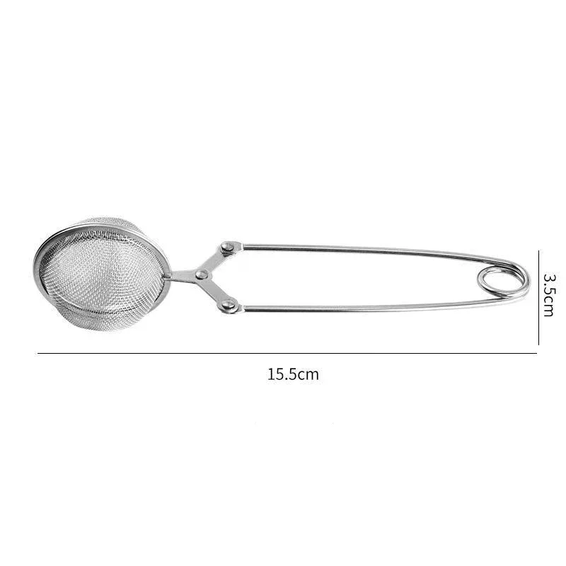 (Stainless Steel Mesh Tea Ball Infuser Spoon Fine Filter Strainer For Loose Leaf Tea With Squeeze Handle Silver)