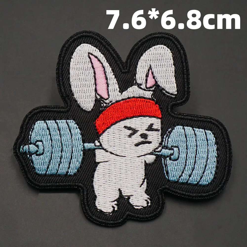Fitness muscles badge embroidered patches with hook backing for clothing hat and Sewing style
