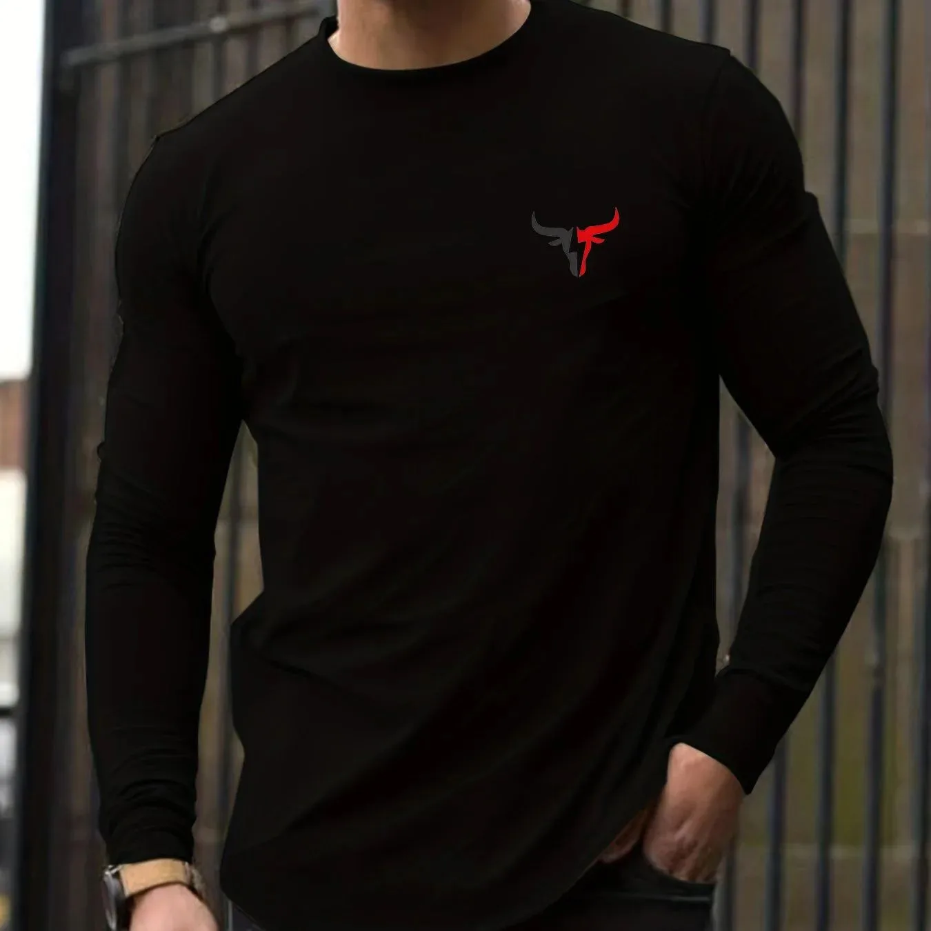 Neues Herren-Langarm-T-Shirt für Frühling und Herbst 2025, bestehend aus Straßenmode und Komfort mit 3D-Musterdruck