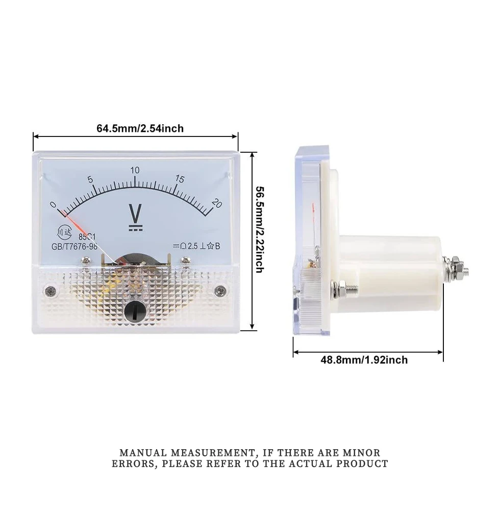 85L1 AC Analog Voltage Meter Panel 3V 5V 10V 20V 50V 150V 250V 300V 500V Gauge Voltage Mechanical Voltmeter