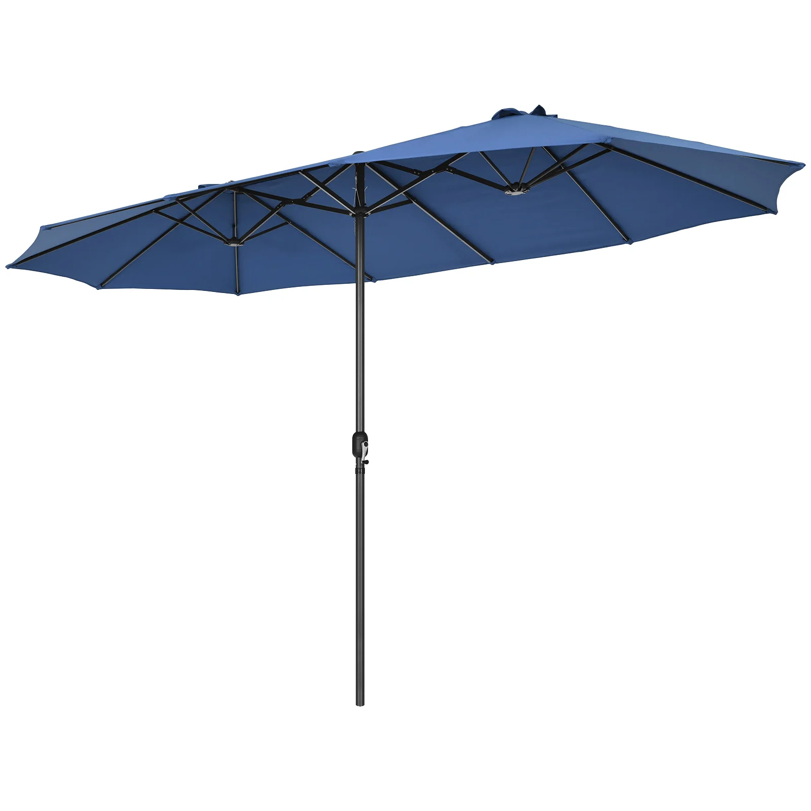 15FT Patio Double-Sided Umbrella Crank Outdoor Garden Market Sun Shade Navy