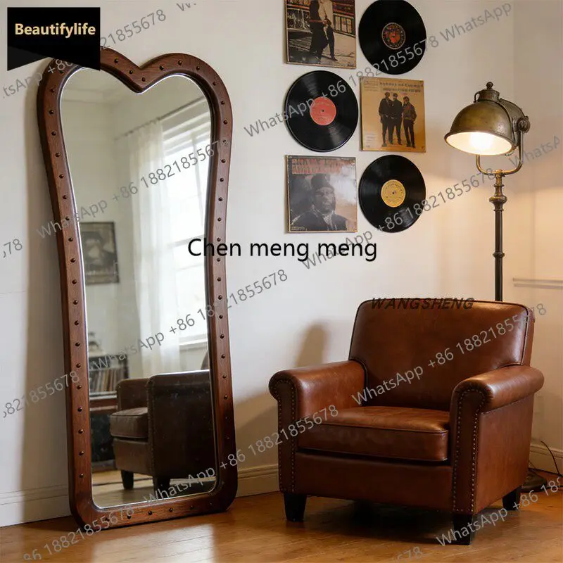 B456 American retro full-body mirror household special-shaped wall-mounted medieval fitting mirror living room entrance French s