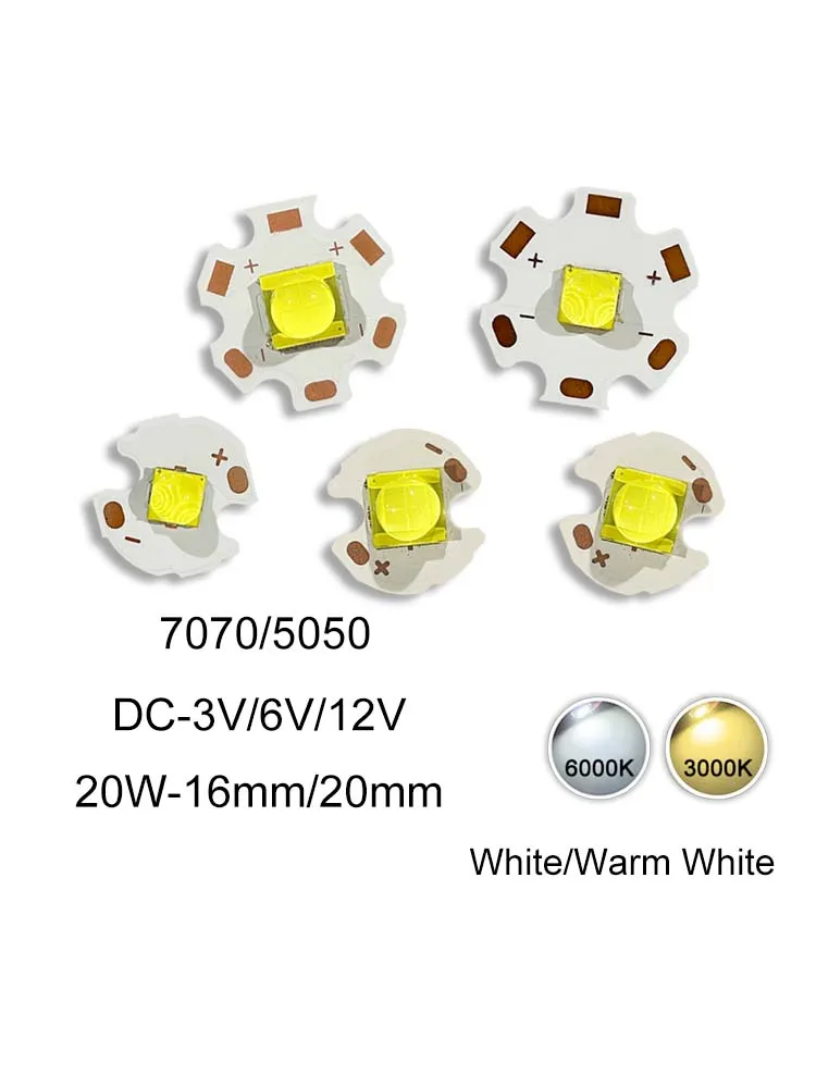 Haute puissance LED céramique xhp5050 7070 blanc lumière chaude 18 - 20W soudé plaque de cuivre 3 / 6 / 12V haute luminosité lampe de poche perles