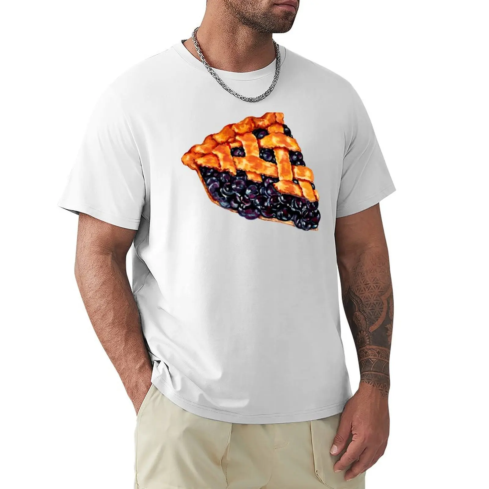 Blueberry Pie Pattern T-shirt oversized quick drying T-shirt men