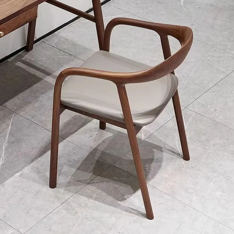 New Chinese Solid Wood Dermis Dining Chair Vintage Home Fashion Upholstered Back Chair Hermoso Y Duradero Dining Room Furniture