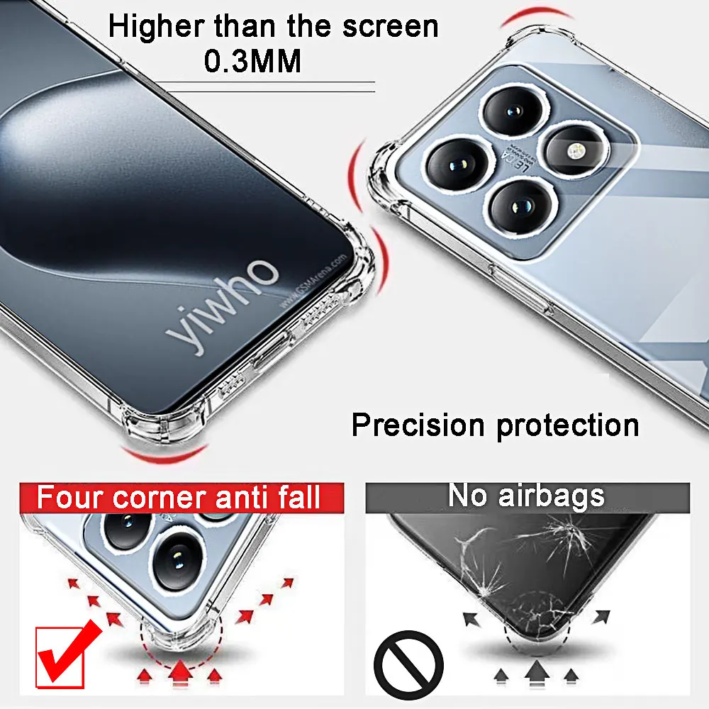 Shockproof Clear Soft Back Case for Xiaomi 14t Pro 13t 12t 11t 10t Pro Phone Case Full Cover on Xiao Mi 14 13 12 11 T T14 14tpro