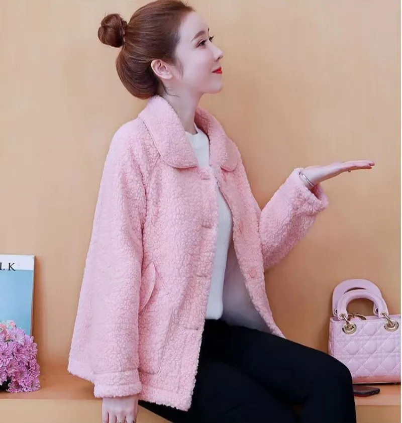 تقليد خروف أسفل سترة المرأة معطف الفرو خفيفة الوزن جدا ربيع الخريف جديد المرأة معطف الفرو امرأة رقيق المتضخم رقيق معطف #4