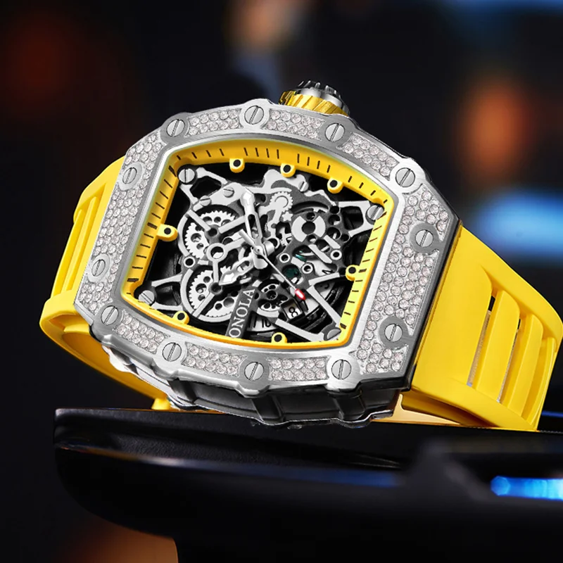 Dropshipping Luxury Men\'s Watch Fashion Diamond Inlaid Design Quartz Waterproof Watches Hip Hop Ice Out Mille Relogio Masculino