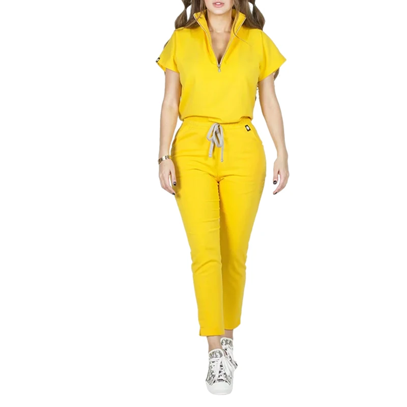 Хирургическая клиника розового, синего, голубого, желтого цвета, желтого цвета, для спа-салона, стоматологической эстетики, леди, медсестры, женская форма на молнии, набор скрабов