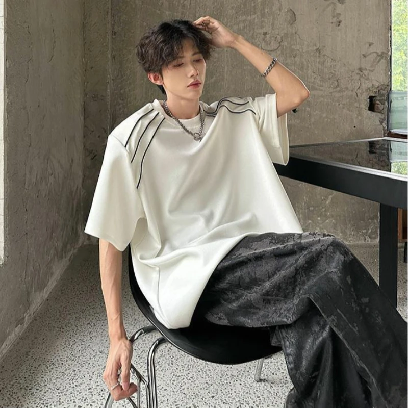 Trendy Niche Design American Style Short Sleeve T-Shirt for Men Big Size Summer Fashion Wear Comfortable Oversized