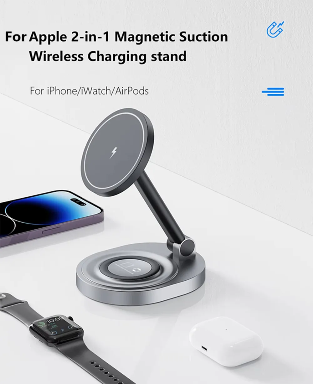 

Magnetic 3 In 1 Wireless Charger Stand Pad Fast Charging Station Dock For iPhone 15 14 13 12 Pro Max Apple Watch 8 7 6 Airpods