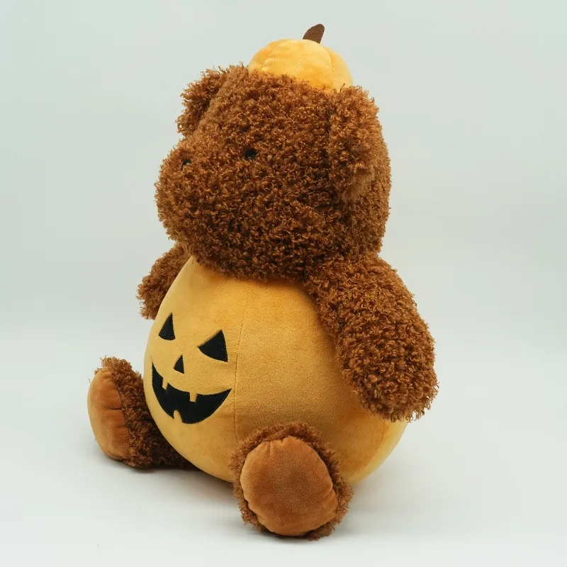 Pumpkin Teddy Bear Plush Doll Soft Curly Stuffed Bear Toy With Pumpkin Body Cute Halloween Home Decor Collection Gift For Kids