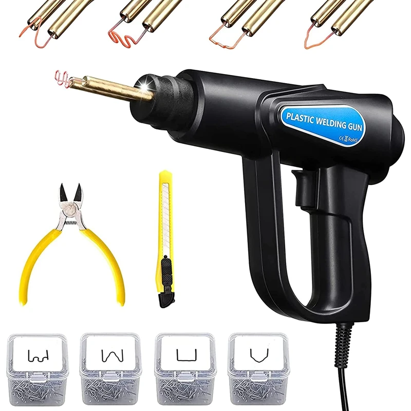 

Plastic Welder Auto Bumper Repair Kit, 70W Plastic Welder Hot Stapler Welding Tool With Pliers And Knife,US Plug