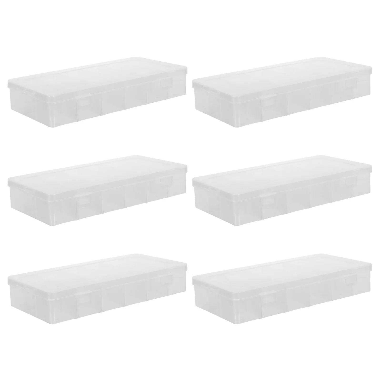 6pcs Multi Compartment Plastic Storage Box 18 Grid Transparent Organizer Removable Dividers For Craft Beads Screws Washi Tape