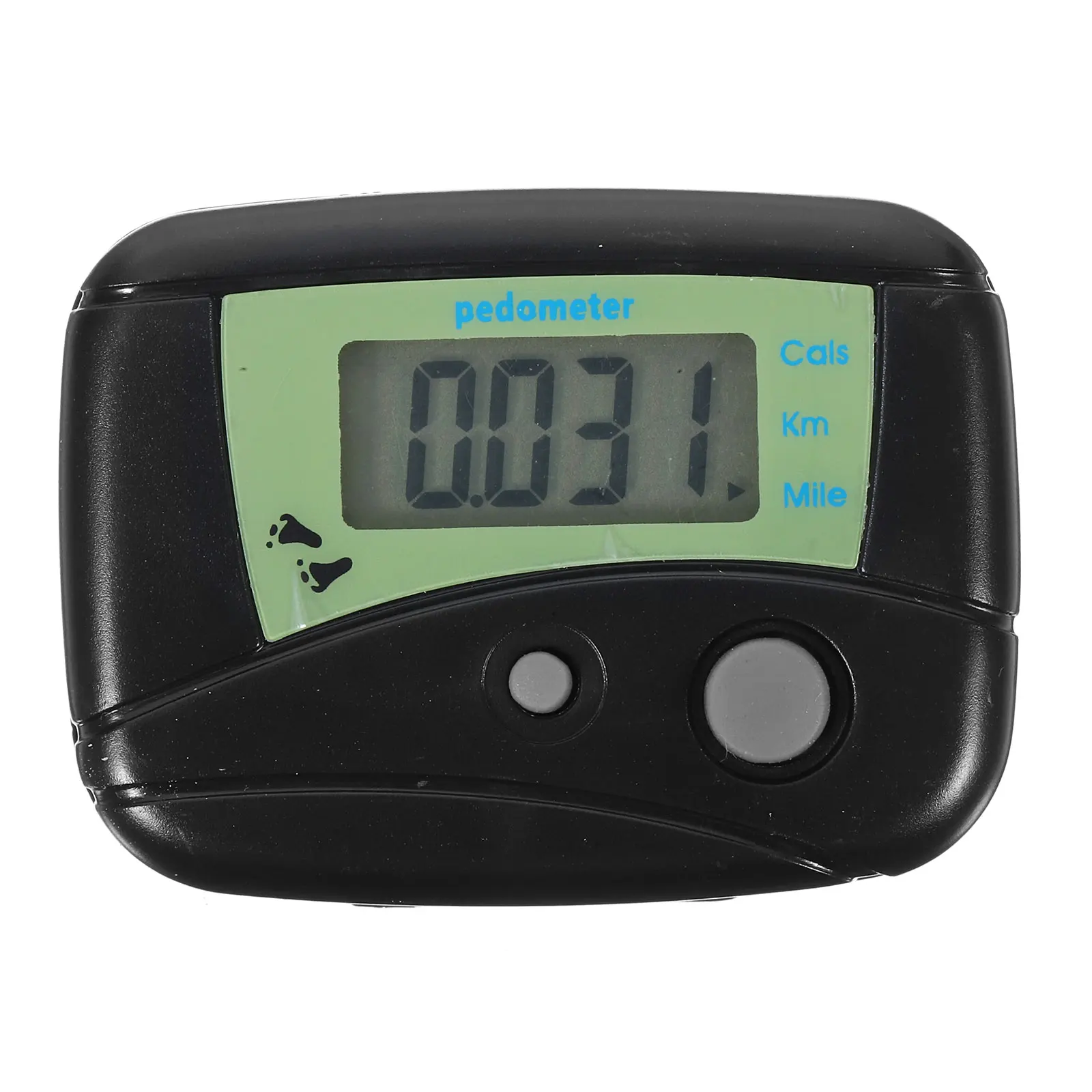 

Portable Digital Pedometer Step Counter Black Durable Plastic Measures Distance Calories Automatic Jogging Recognition Includes