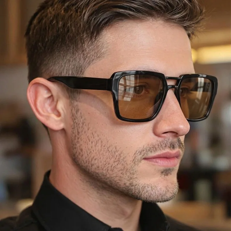 Square Shape Double Bridge Sunglasses Man Korean Fashion Anti-glare Sun Glasses Women High Quality Driving Eyewear