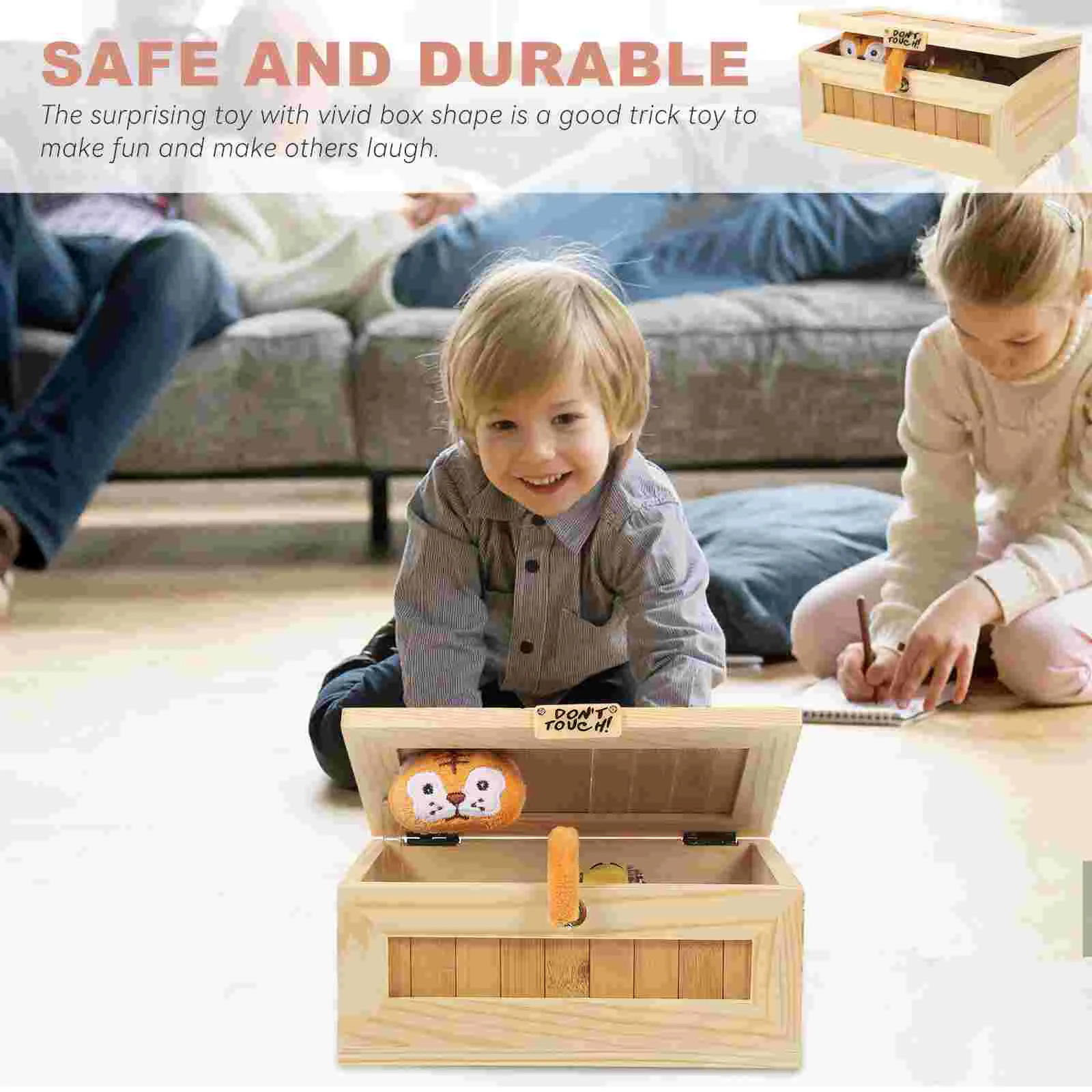 Wood Box Tricky Toys Urban Spoof Tiger Toy Creative Toy Horror Boring Box Toy for Kids Friends