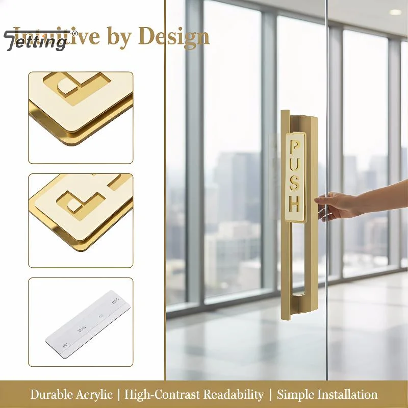 2PCS Acrylic Push Pull Door Signs Shops Self-Adhesive Pull Door