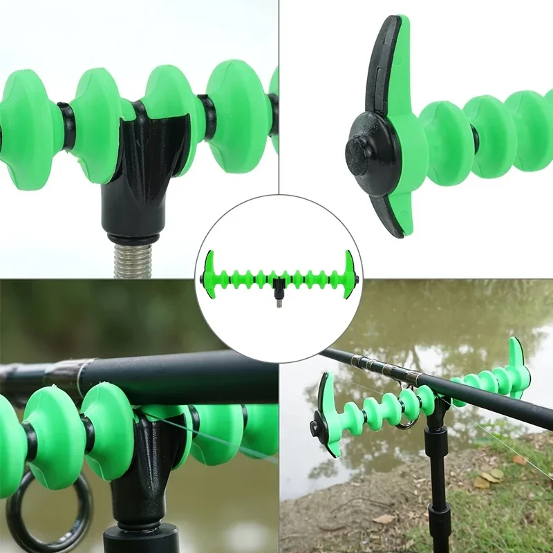 رأس مسند قضيب عالمي لقضبان طنانة الصيد، قضيب تغذية بلاستيكي متين يدعم مرفق الرأس لصيد سمك الشبوط والدورة #5