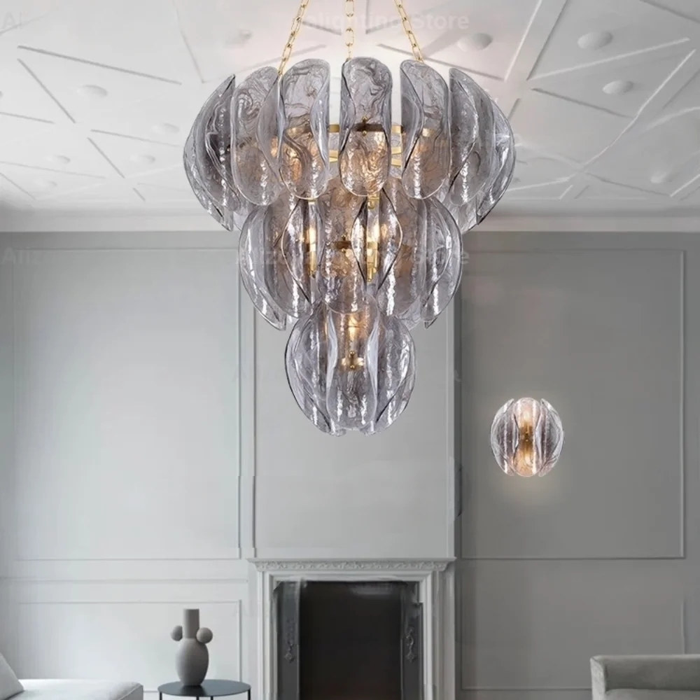 

Light Luxury Combination Smoky Gray and Gold Glass Pendant Light Adjustable Dimmable 3-Color 2026 Designer Glass Metal for Dinin