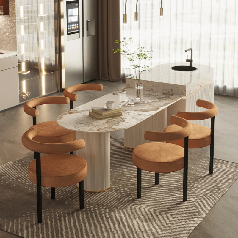 

Small-sized modern minimalist Nordic light luxury rectangular semi-circular island table for household use on rock dining table