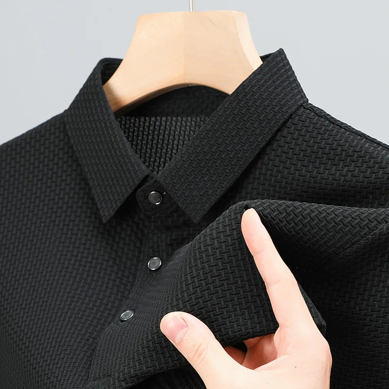Short-Sleeved Ice Silk POLO Shirt, Summer T-Shirt, New Business Casual Mesh Breathable Thin Top, Men's Clothing