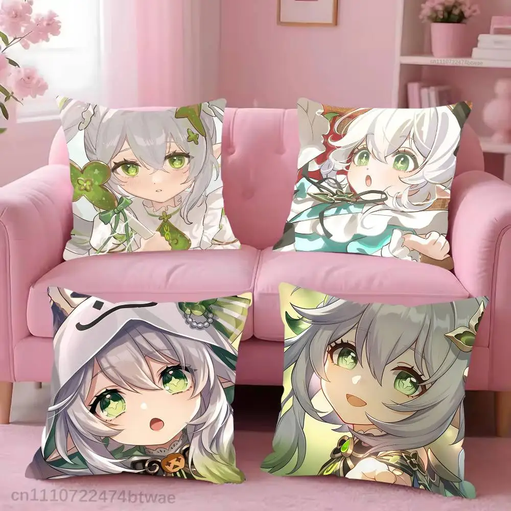 Genshin Impact N-Nahida Pillow Case For Living Room Bedroom Hotel Pattern Printed Cushion Cover Decorations and Protector