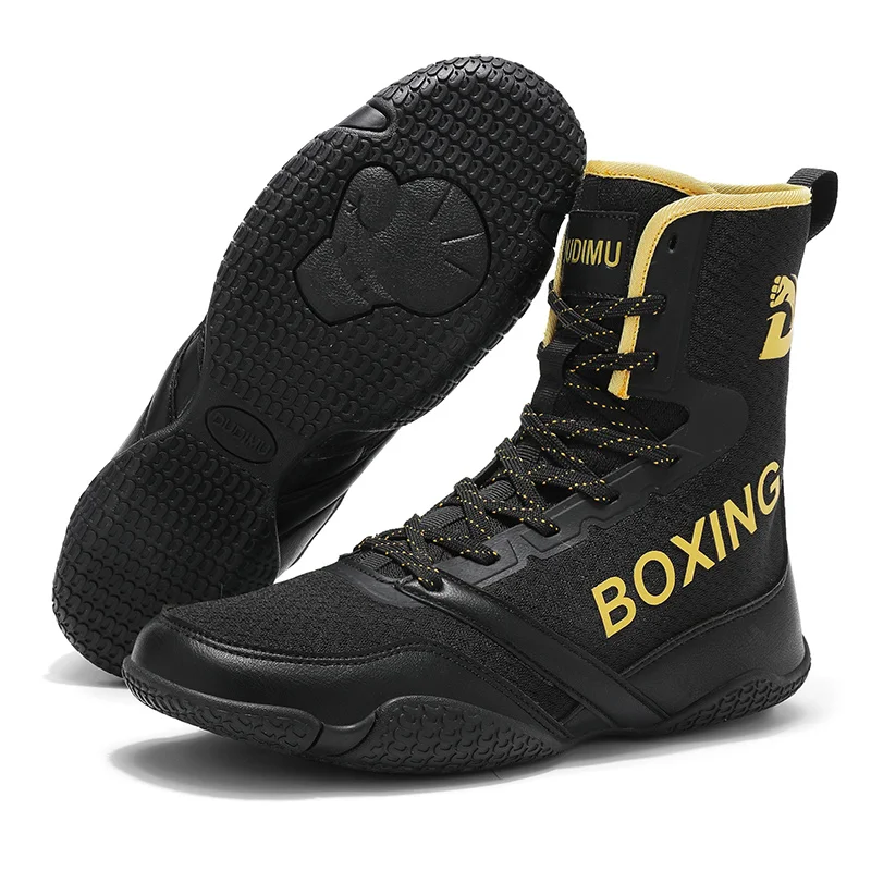 Men's Lightweight Wrestling Shoes Large Size Black White Professional Boxing Training Sneakers for Gym Outdoor Sports