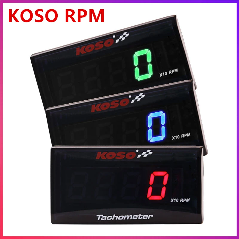 Koso prędkościomierz do motocykla 0 ~ 2000 rpm wyświetlacz cyfrowy z niebieską zieloną czerwoną diodą LED do BMW YAMAHA KAWASAKI Racing Motorcycl