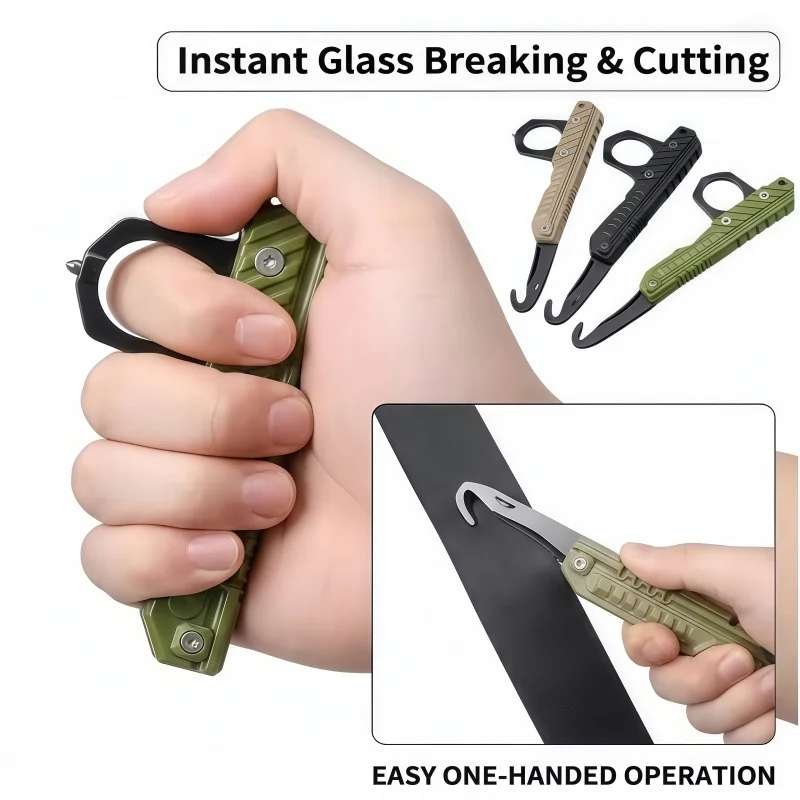 Portable Folding Outdoor Multi Tool Car Window Glass Hammer Rope Cutter EDC Pocket Tool Emergency Escape Survival Mini Keychain