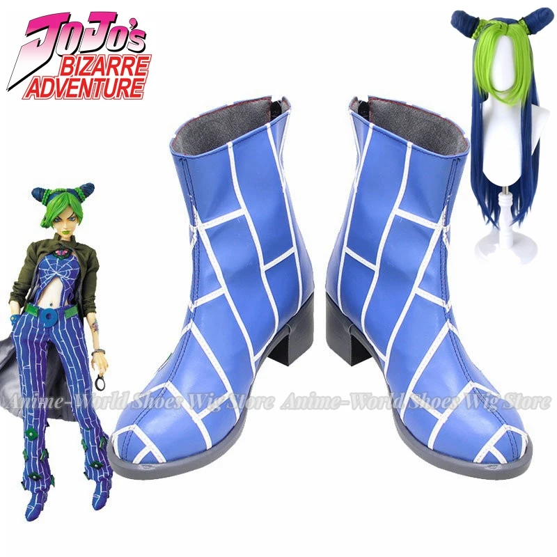 

Anime Cujoh Jolyne Cosplay Shoes PU Leather Shoes Cosplay Prop Wig Halloween Boot Custom Made