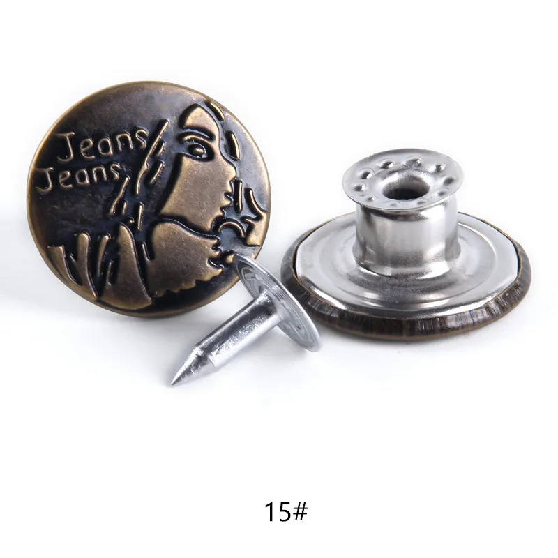 Vervangende jeansknopen Zonder naaien Metalen knop Spijkerloze verwijderbare jeansgespen Broekspelden Taille-aanpassingsknop 100 stk/partij