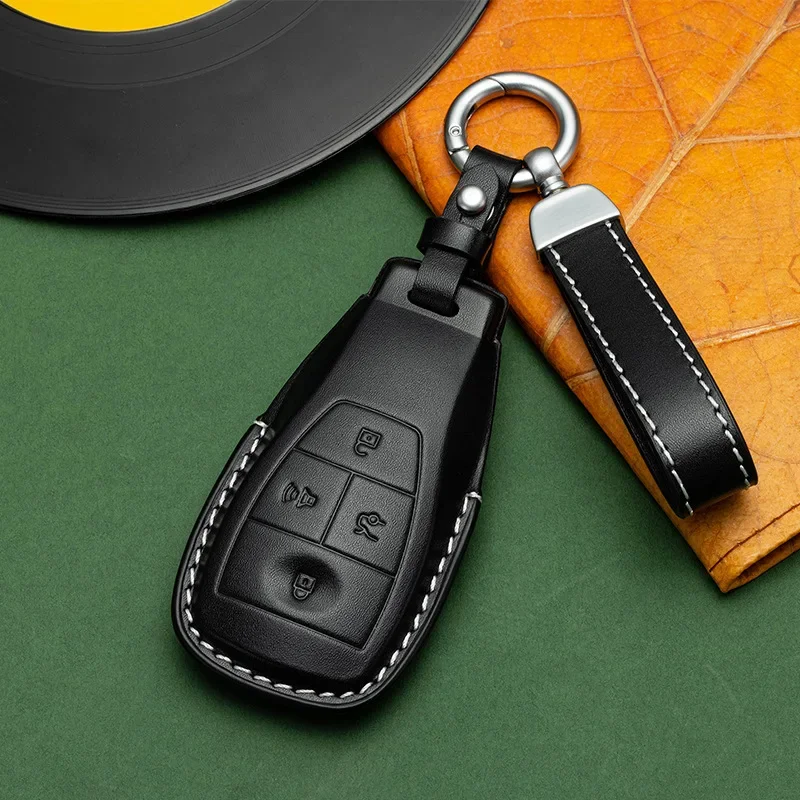 Car Smart Key Cover Case  Leather Keyring for Baic Beijing X7 BJ40 PLUS EX5 EU5 EC5 BJ80